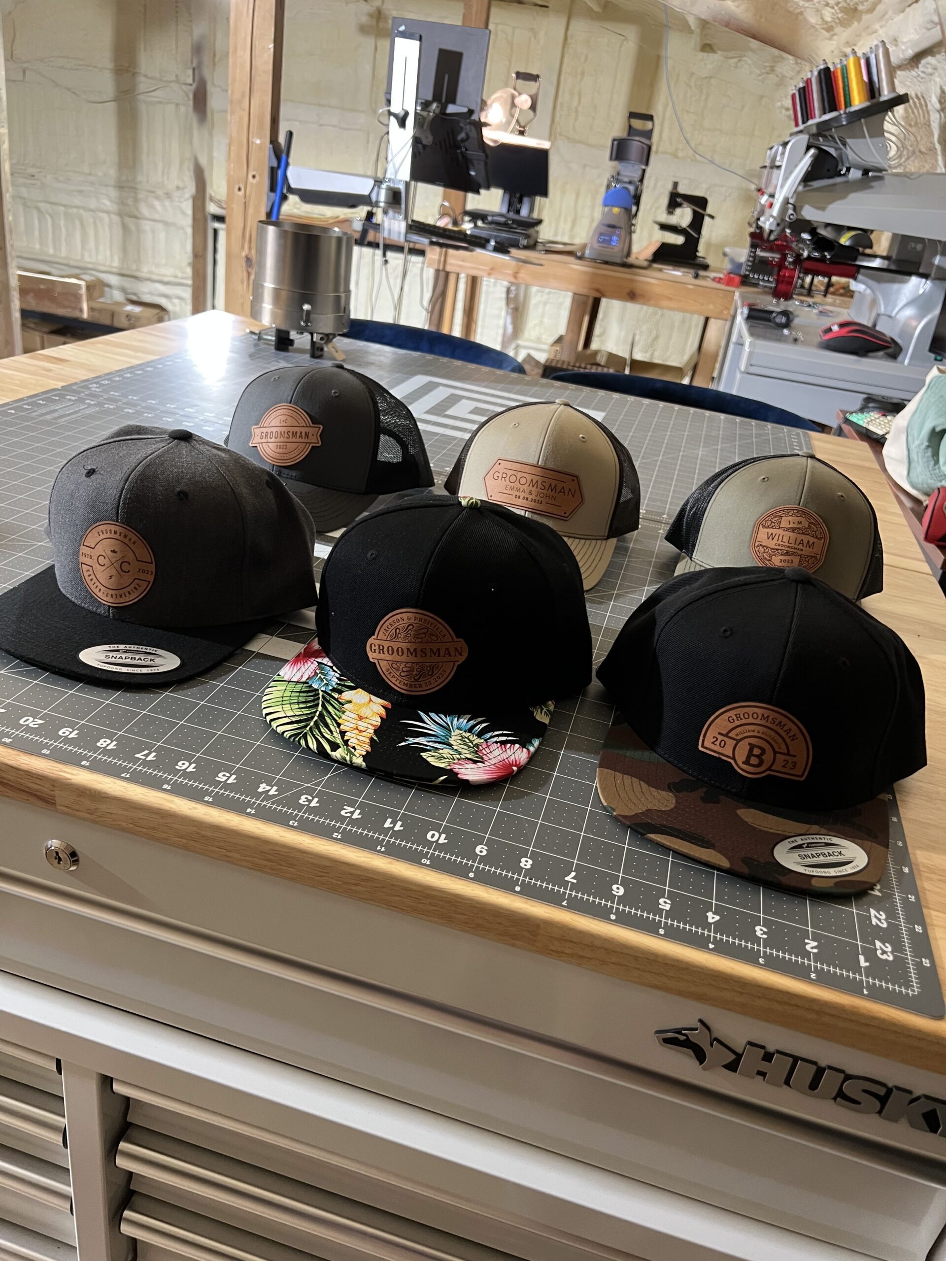 Engraved Leather Patch Hats